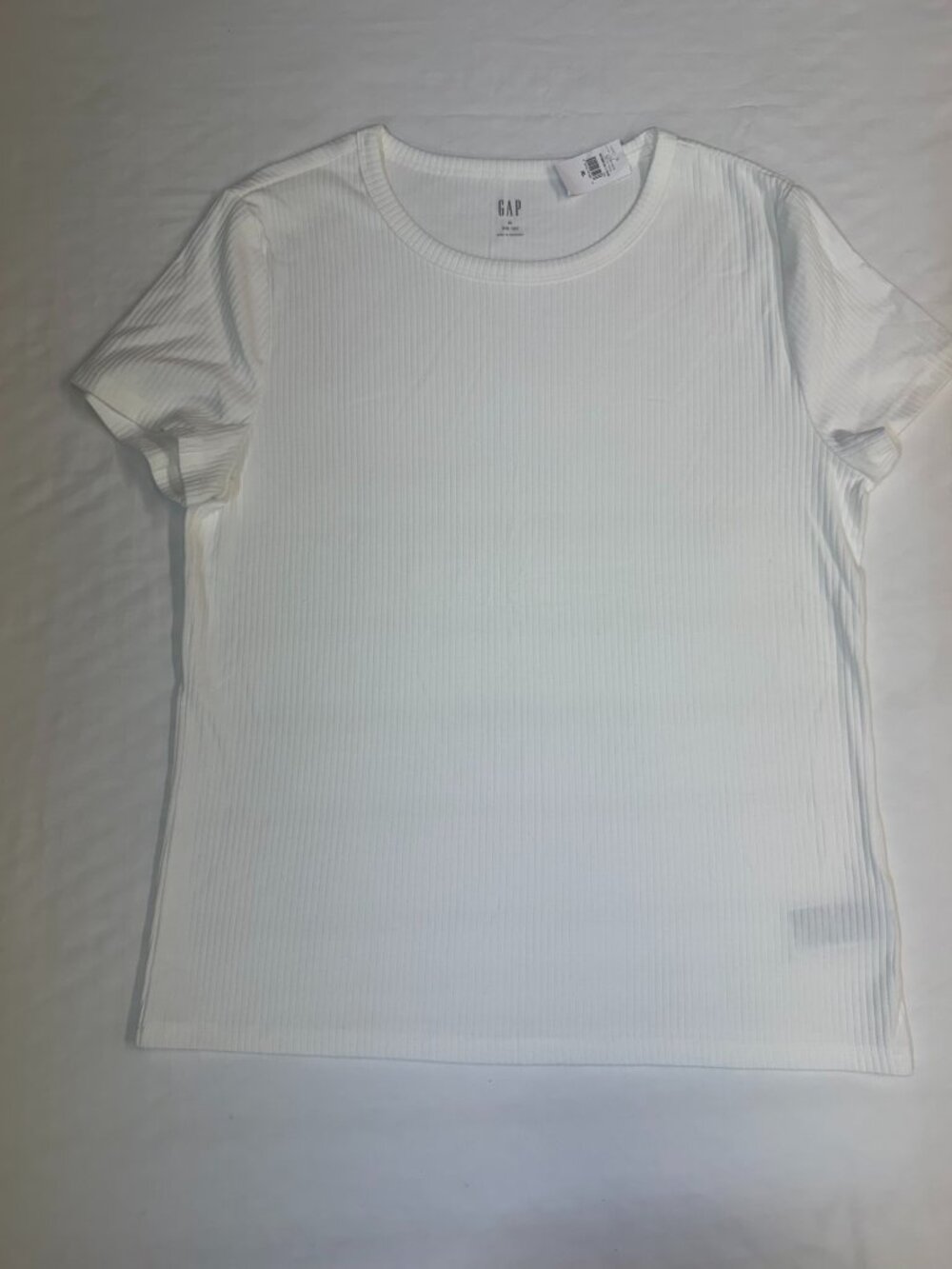 NWT Gap Women’s XL Ribbed Crewneck Tee White Short Sleeve Stretch